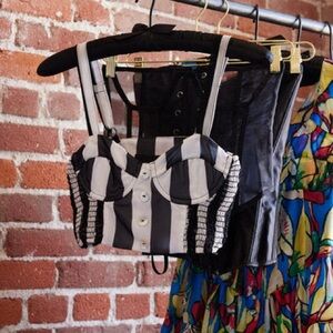 Vanessa Mooney Striped Black & White Crop Top